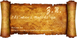 Zámbori Madléna névjegykártya